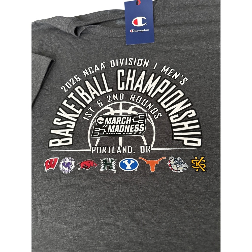 Champion 2026 NCAA March Madness Portland Basketball Graphic Tee Mens 2XL Grey - Picture 2 of 5